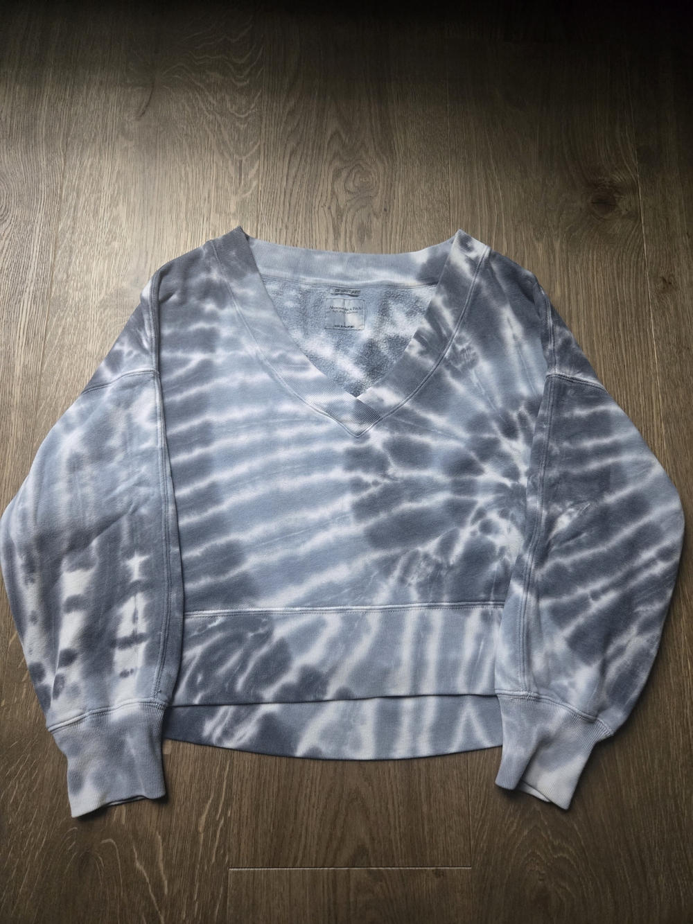 Abercrombie & Fitch Blue Gray Tie-Dye V-Neck Sweatshirt